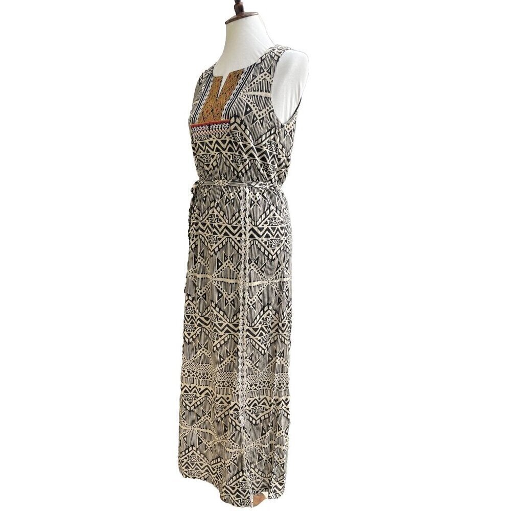 Thml Cynthia Embroidered Side Slit Belt Printed Maxi Dress - Picture 3 of 13